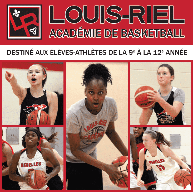 Affiche académie de Basketball à l'école secondaire Louis-Riel