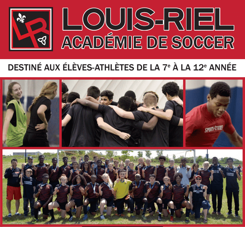 Affiche de l'académie de Soccer Louis-Riel